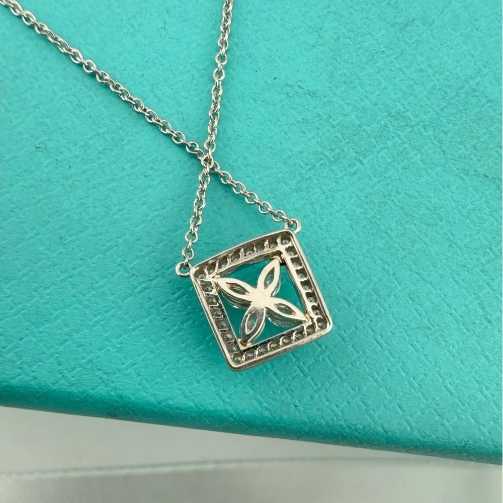 Tiffany & Co. Diamond Victoria Square Outline Pendant 16